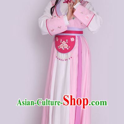 Chinese Traditional Peking Opera Diva Pink Dress Ancient Court Maid Embroidered Costume for Women