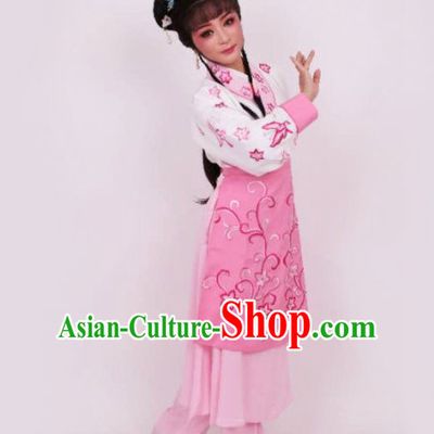 Chinese Traditional Peking Opera Maidservants Pink Dress Ancient Court Maid Embroidered Costume for Women