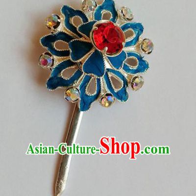 Chinese Ancient Palace Princess Red Crystal Hairpins Traditional Beijing Opera Diva Headwear Hair Accessories for Adults