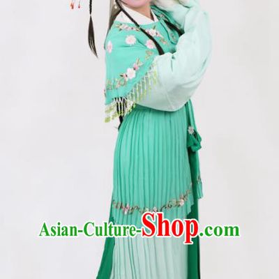 Chinese Traditional Opera Court Lady Green Dress Ancient Beijing Opera Diva Embroidered Costume for Women