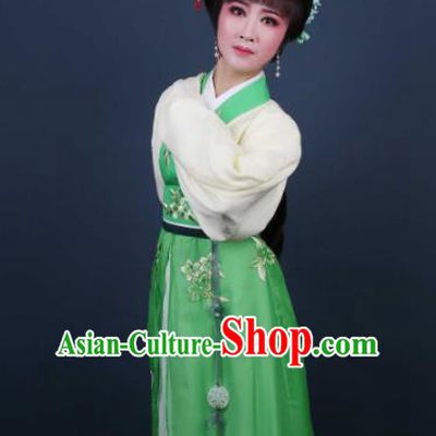 Chinese Traditional Opera Peri Green Dress Ancient Beijing Opera Diva Embroidered Costume for Women