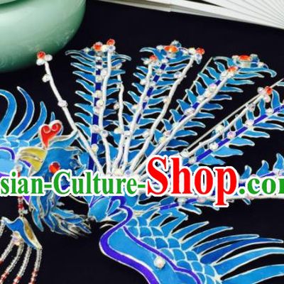 Chinese Ancient Princess Phoenix Hairpins Tassel Hair Clip Traditional Beijing Opera Diva Headwear Hair Accessories for Adults