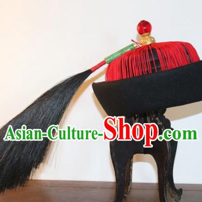 Chinese Ancient Drama Manchu Royal Highness Hat Traditional Qing Dynasty Minister Headwear for Men