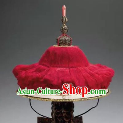 Chinese Ancient Drama Manchu Emperor Hat Traditional Qing Dynasty Minister Headwear for Men