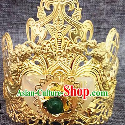 Chinese Ancient Swordsman Jade Hairdo Crown Hairpins Traditional Hanfu Hair Accessories for Men