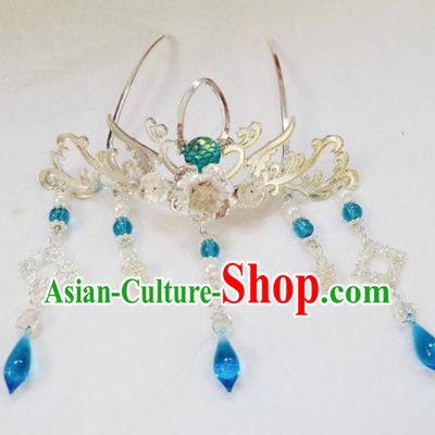 Chinese Ancient Princess Hairpins Palace Crystal Tassel Hair Crown Traditional Hanfu Hair Accessories for Women