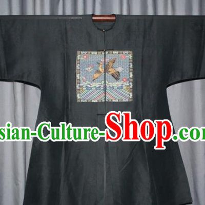 Chinese Traditional Drama Manchu Costume Ancient Qing Dynasty Minister Black Robe for Men