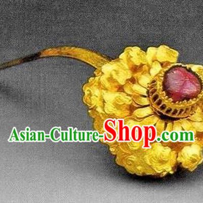 Chinese Ancient Palace Princess Golden Hairpins Traditional Hanfu Hair Accessories for Women