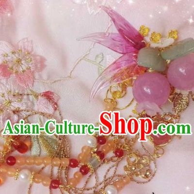 Chinese Ancient Palace Princess Pomegranate Hair Claw Tassel Hairpins Traditional Hanfu Hair Accessories for Women