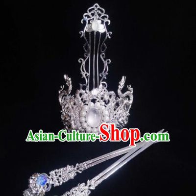 Chinese Ancient Swordsman Hairdo Crown Tassel Hairpins Traditional Hanfu Hair Accessories for Men