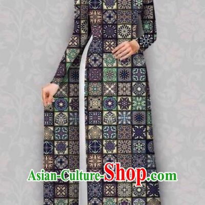 Asian Vietnam Traditional Purple Dress Bride Costume Vietnamese National Classical Ao Dai Cheongsam for Women