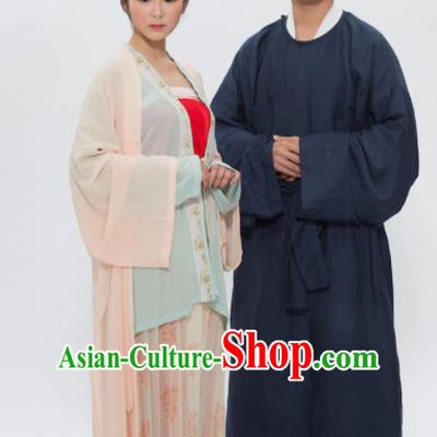 Traditional Chinese Song Dynasty Replica Costume Ancient Childe and Young Mistress Hanfu Clothing Complete Set