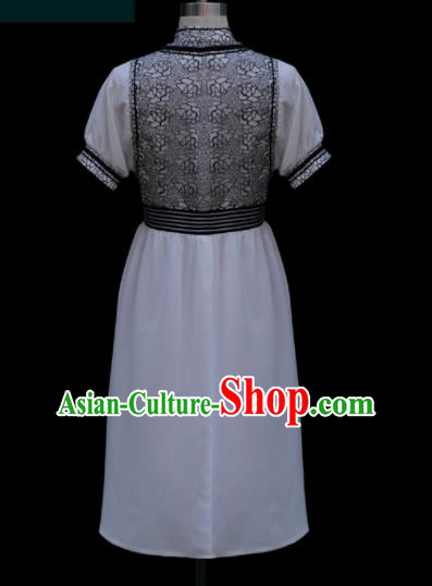 Traditional Chinese Mongol Ethnic White Dress Mongolian Minority Folk Dance Clothing for Kids Traditional Chinese Mongol Ethnic White Dress Mongolian Minority Folk Dance Clothing for Kids