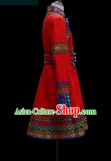Traditional Chinese Mongol Ethnic Red Dress Mongolian Minority Folk Dance Clothing for Kids Traditional Chinese Mongol Ethnic Red Dress Mongolian Minority Folk Dance Clothing for Kids