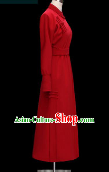 Traditional Chinese Mongol Ethnic Wedding Red Dress Mongolian Minority Folk Dance Embroidered Costume for Women