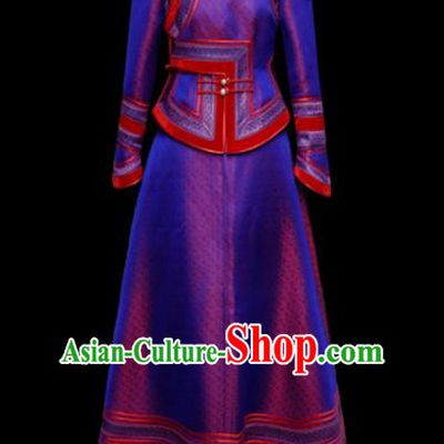 Traditional Chinese Mongol Ethnic Wedding Light Purple Dress Mongolian Minority Folk Dance Costume for Women