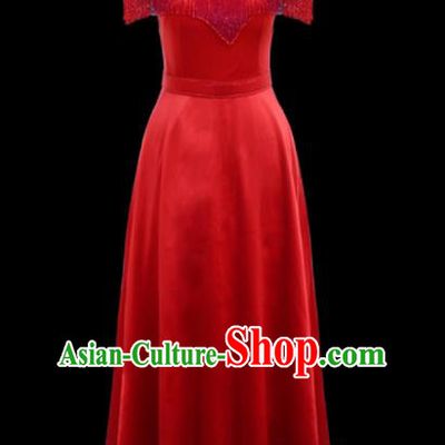 Traditional Chinese Mongol Ethnic National Red Silk Dress Mongolian Minority Folk Dance Costume for Women