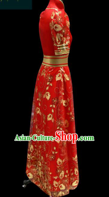Traditional Chinese Mongol Ethnic National Red Dress Mongolian Minority Folk Dance Costume for Women Traditional Chinese Mongol Ethnic National Red Dress Mongolian Minority Folk Dance Costume for Women