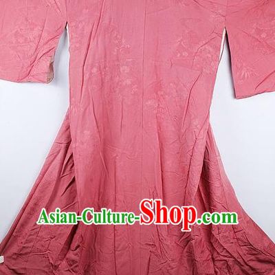 Traditional Japanese Geisha Rosy Furisode Kimono Asian Japan National Yukata Dress Costume for Women