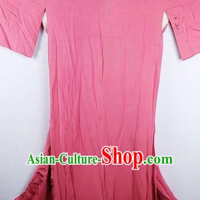 Japanese Traditional Geisha Rosy Furisode Kimono Asian Japan National Yukata Dress Costume for Women