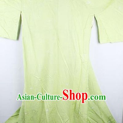 Japanese Traditional Geisha Light Green Furisode Kimono Asian Japan National Yukata Dress Costume for Women