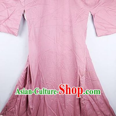 Japanese Traditional Geisha Deep Pink Furisode Kimono Asian Japan National Yukata Dress Costume for Women