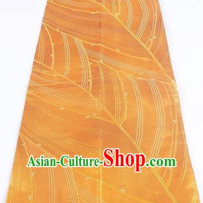 Japanese Traditional Kimono Classical Leaf Pattern Orange Belt Asian Japan National Yukata Brocade Waistband for Women