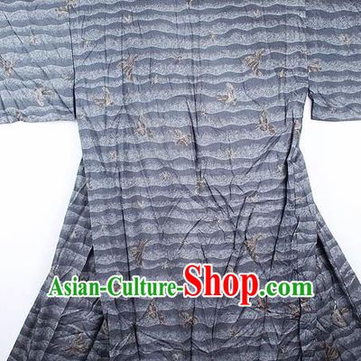 Japanese Traditional Printing Grey Kimono Asian Japan National Yukata Costume for Men