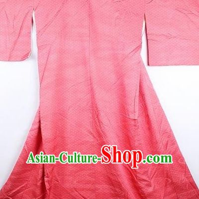 Japanese Traditional Pink Furisode Kimono Asian Japan National Yukata Dress Costume for Women