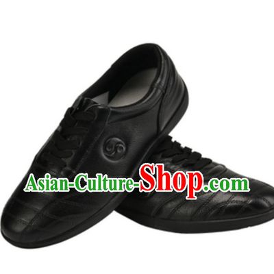 Traditional Black Leather Tai Chi Shoes