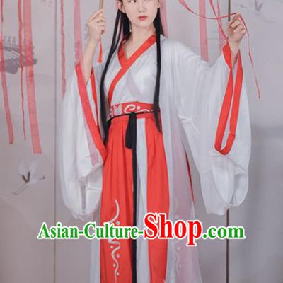 Asian Chinese Han Dynasty Court Lady Replica Costume Traditional Ancient Palace Princess Dance Hanfu Dress for Women