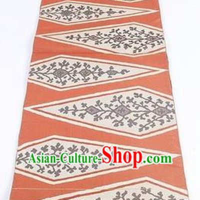 Japanese Traditional Kimono Classical Pattern Orange Brocade Belt Asian Japan National Yukata Waistband for Women