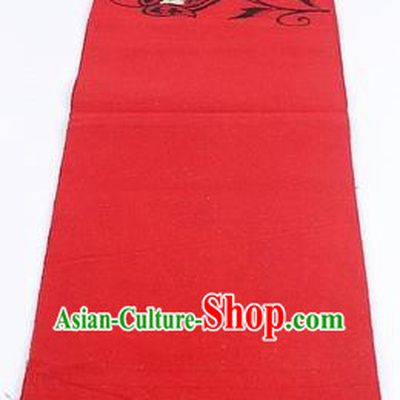 Japanese Traditional Kimono Ink Painting Red Brocade Belt Asian Japan National Yukata Waistband for Women