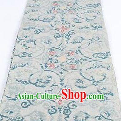 Japanese Traditional Kimono Classical Scroll Pattern Grey Brocade Belt Asian Japan National Yukata Waistband for Women