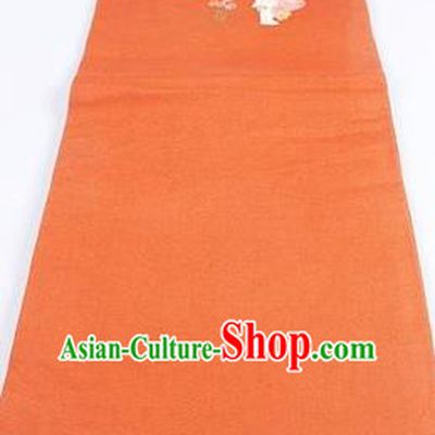 Japanese Traditional Kimono Classical Pattern Orange Brocade Belt Asian Japan National Yukata Waistband for Women