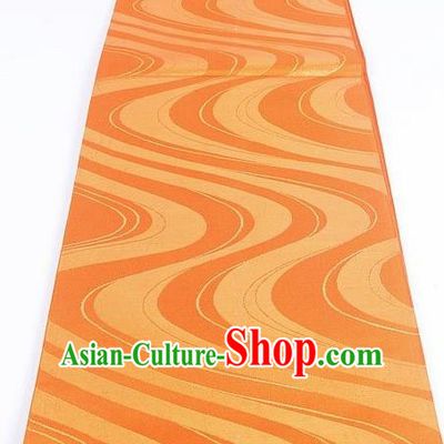 Japanese Traditional Kimono Classical Flow Pattern Orange Brocade Belt Asian Japan National Yukata Waistband for Women