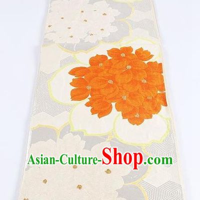 Japanese Traditional Kimono Classical Hydrangea Pattern Brocade Belt Asian Japan National Yukata Waistband for Women