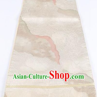 Japanese Traditional Kimono Classical Pattern Champagne Brocade Belt Asian Japan National Yukata Waistband for Women