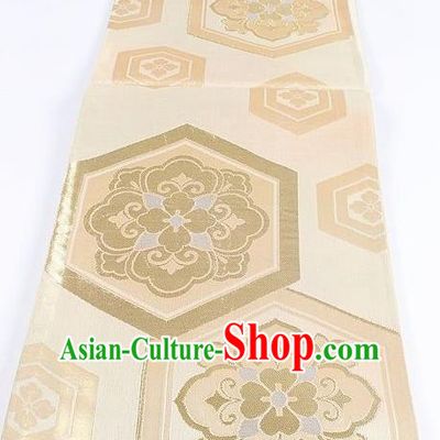 Japanese Traditional Kimono Classical Pattern Golden Brocade Belt Asian Japan National Yukata Waistband for Women