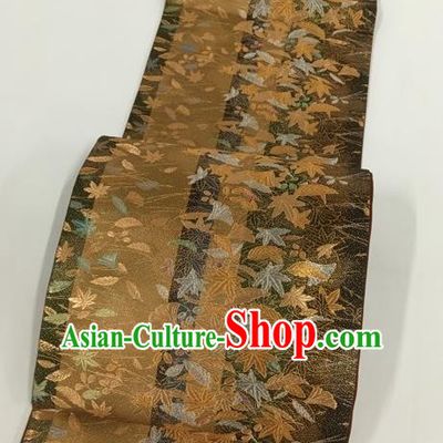 Japanese Kimono Classical Maple Leaf Pattern Brocade Belt Asian Japan Traditional National Yukata Waistband for Women