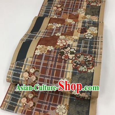 Japanese Kimono Classical Chrysanthemum Sakura Pattern Brocade Belt Asian Japan Traditional National Yukata Waistband for Women