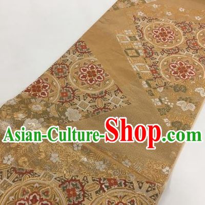 Japanese Kimono Classical Pattern Bronze Brocade Belt Asian Japan Traditional National Yukata Waistband for Women