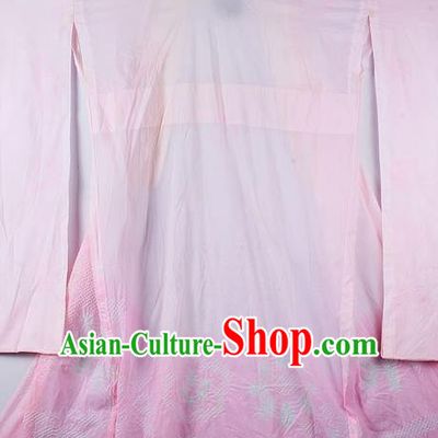 Japanese Traditional Ceremony Costume Light Pink Furisode Kimono Asian Japan National Yukata Dress for Women