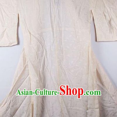 Japanese Traditional Ceremony Costume Beige Furisode Kimono Asian Japan National Yukata Dress for Women