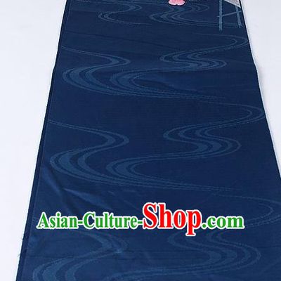Japanese Kimono Classical Plum Pattern Design Navy Brocade Belt Asian Japan Traditional National Yukata Waistband for Women