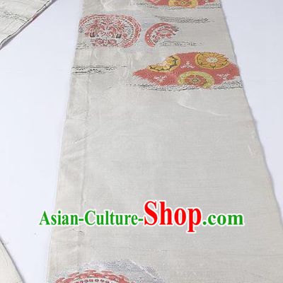 Japanese Kimono Classical Pattern Design Argent Brocade Belt Asian Japan Traditional National Yukata Waistband for Women