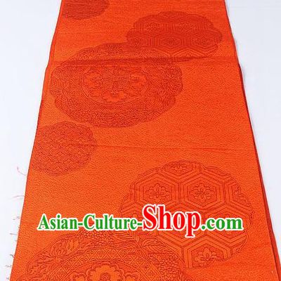 Japanese National Kimono Classical Lucky Pattern Design Orange Brocade Belt Asian Japan Traditional Yukata Waistband for Women