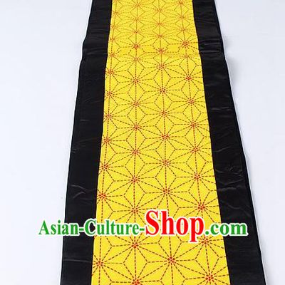 Japanese National Kimono Classical Pattern Design Yellow Brocade Belt Asian Japan Traditional Yukata Waistband for Women