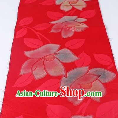 Japanese National Kimono Classical Flowers Pattern Design Rosy Brocade Belt Asian Japan Traditional Yukata Waistband for Women