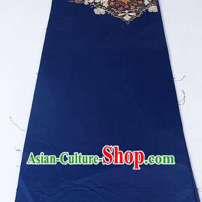 Japanese National Kimono Classical Flowers Pattern Design Navy Brocade Belt Asian Japan Traditional Yukata Waistband for Women
